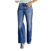 Damenjeans mit weitem Bein und Whiskers